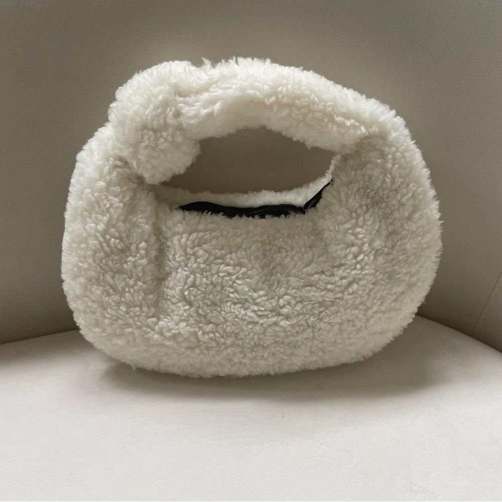 NEW Boutique Fleece Sherpa White Bag Faux Sherpa Handbag Purse Trendy
